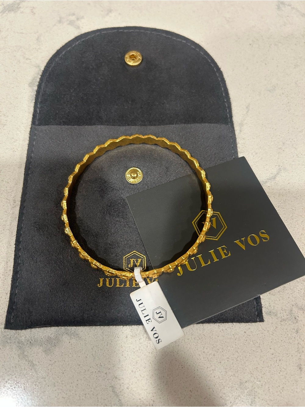 Julie Vos Gold Scalloped Edge Bangle Bracelet